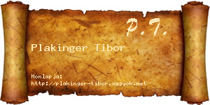 Plakinger Tibor névjegykártya